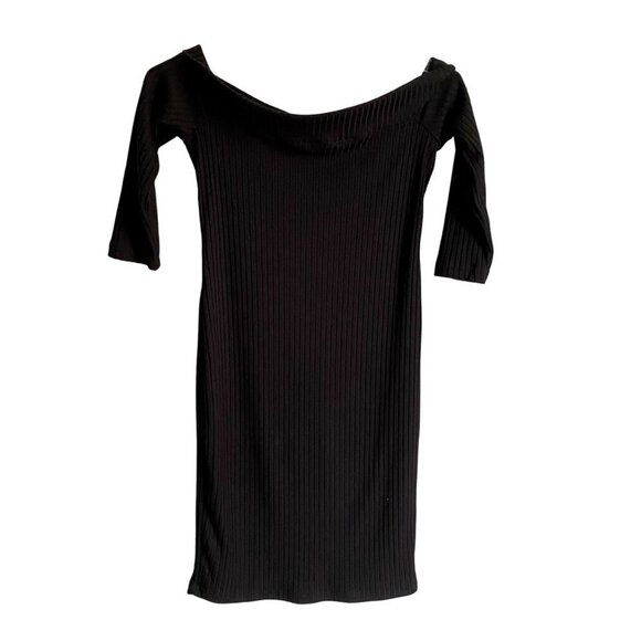 Hot Kiss Black Off shoulder Knit Dress Large - Picture 6 of 9